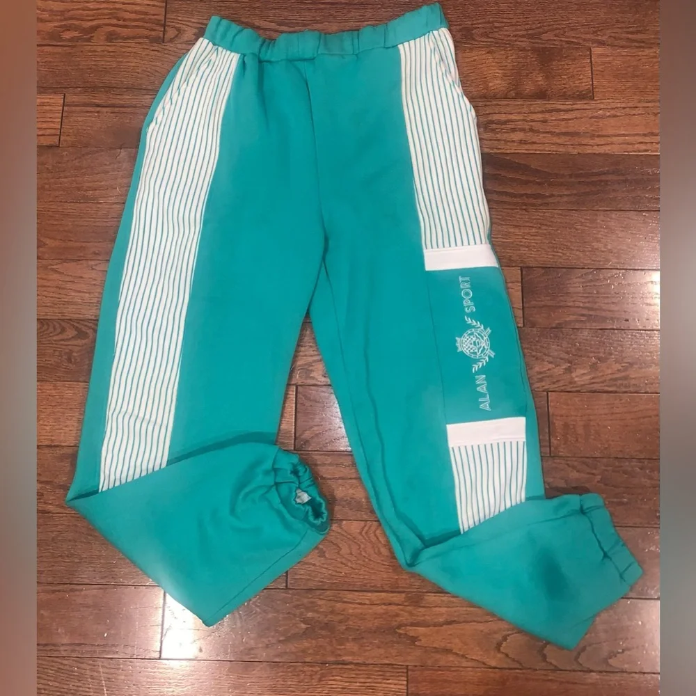 Vintage Alan Sport‎ Track Pants Made in Korea – Teal Green 80s 90s Joggers M